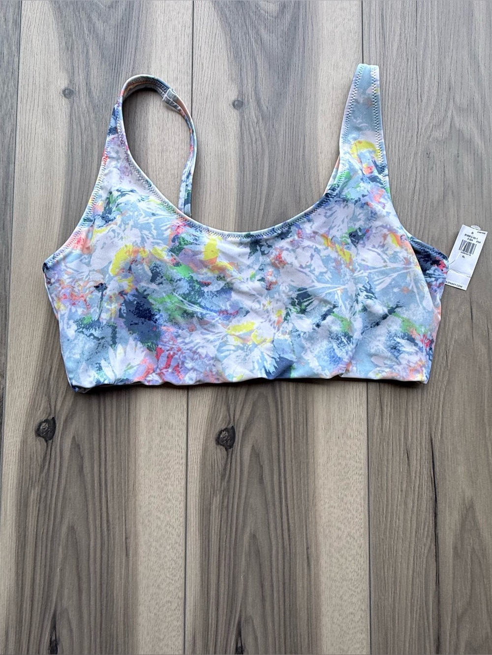 Old Navy Abstract Pastel Tie Dye Bikini Swim Top Women's size XL NWT Scoop Neck